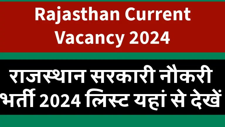 Rajasthan Current Vacancy